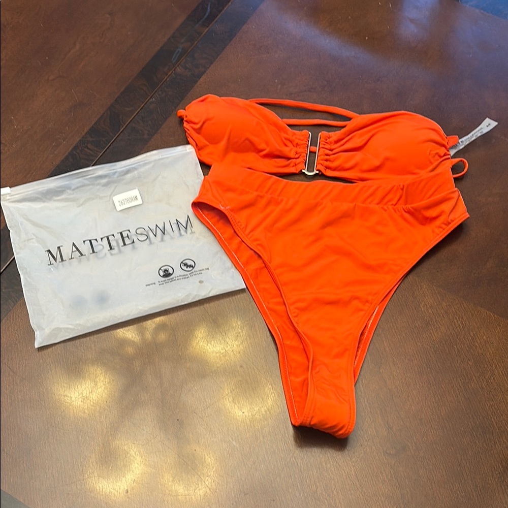 MATTESWIM Bright Orange Bikini Top